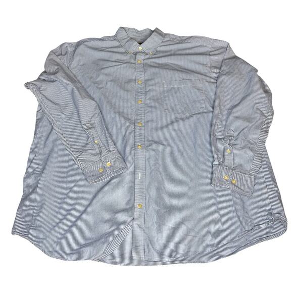 The Foundry Men's size 2XLT Big & Tall Blue Stripe Button Down Long Sleeve Shirt - Picture 1 of 9